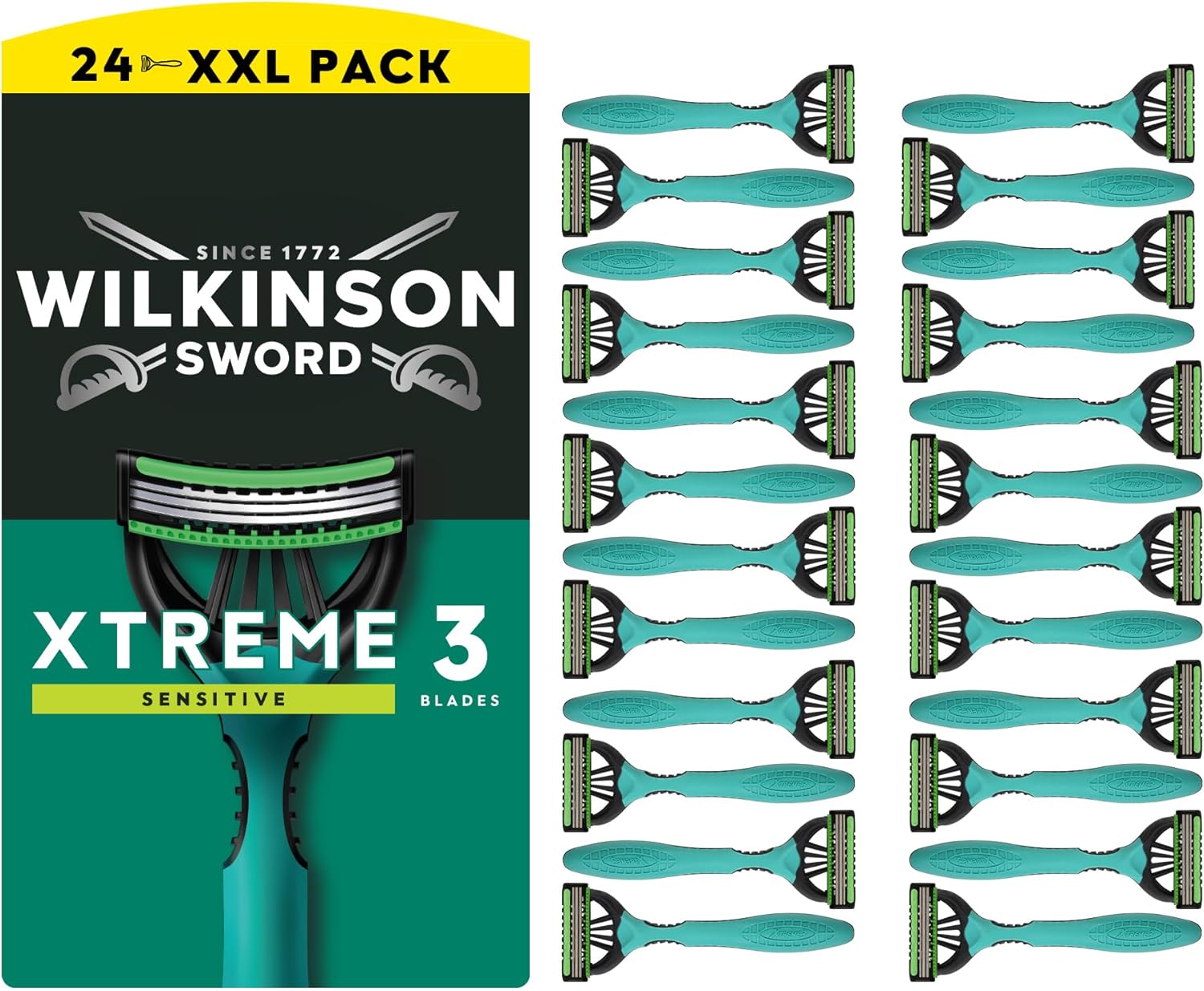 Detalle de Wilkinson Sword Xtreme 3 Sensitive: rasoi usa e getta da uomo 16+8