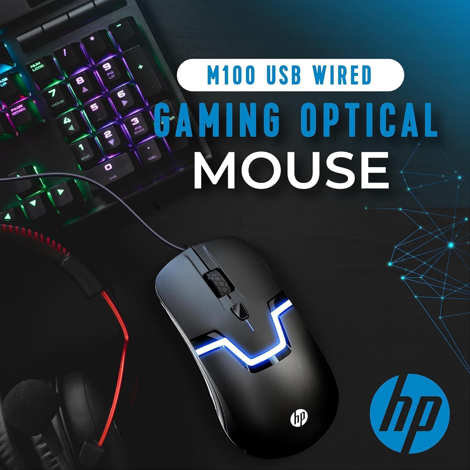 Thumbnail 2 de HP Wired RGB Gaming Mouse with Optical Sensor and 7-Color LED (3 Buttons, 1200 DPI)