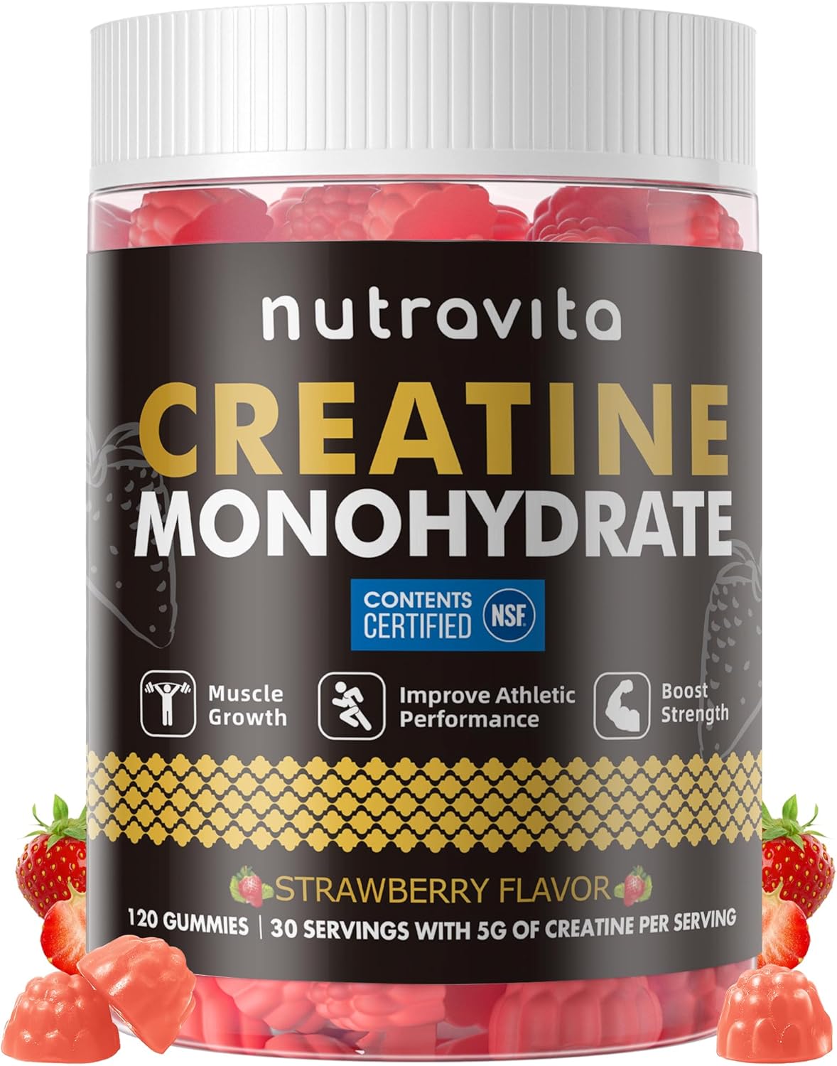 Detalle de Nutravita NSF Certified Creatine Gummies, 5g per Serving, Vegan, Sugar-Free