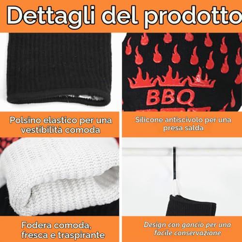 Thumbnail 3 de Guanti da barbecue Keratobleem 2 pezzi, resistenti al calore fino a 800°C, rosso, taglie L–XXL
