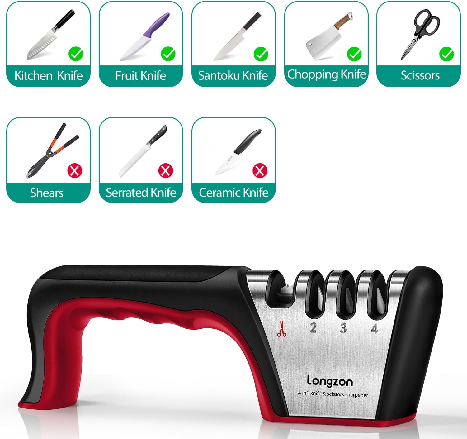 Detalle 2 de Longzon 4-in-1 Knife Sharpener 4-Stage