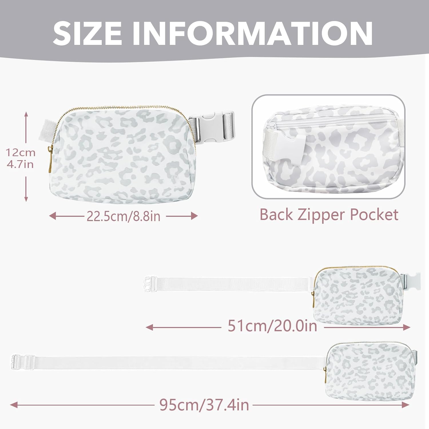 Thumbnail 2 de JENCVNL Belt Bag for Women and Men – White Leopard Mini Crossbody Bum Bag