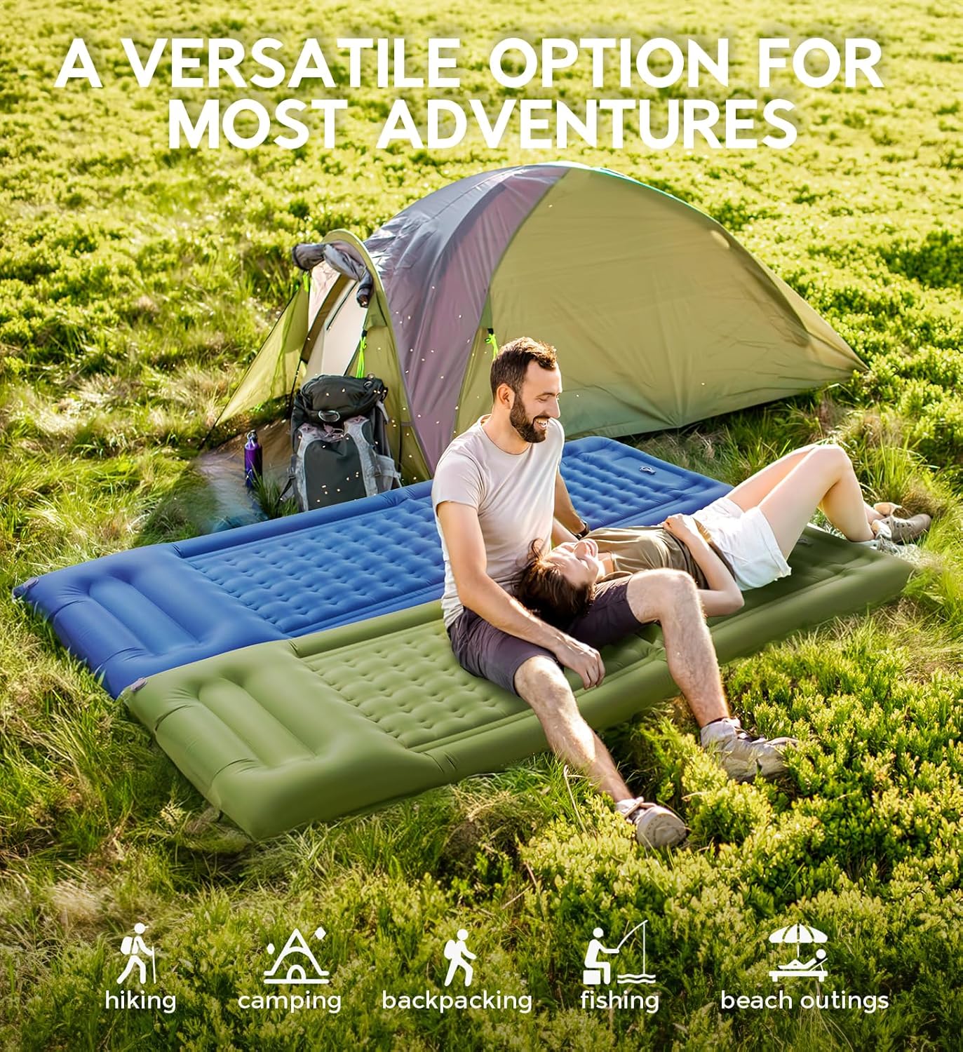 Thumbnail 5 de Materassino gonfiabile NatuVort Campeggio singolo con pompa a pedale – 200 x 70 x 12 cm, blu scuro