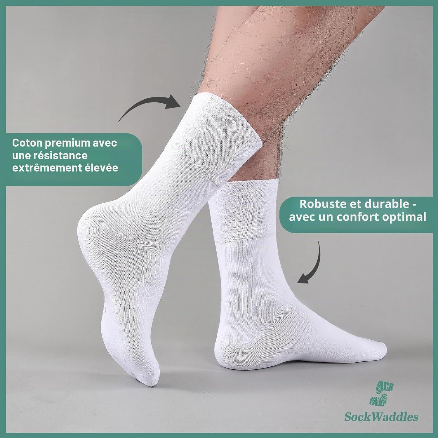 Thumbnail 6 de SockWaddles Chaussettes Diabétiques Homme Femme – Lot de 6 Paires, 97% Coton, Sans Élastique & Sans Couture