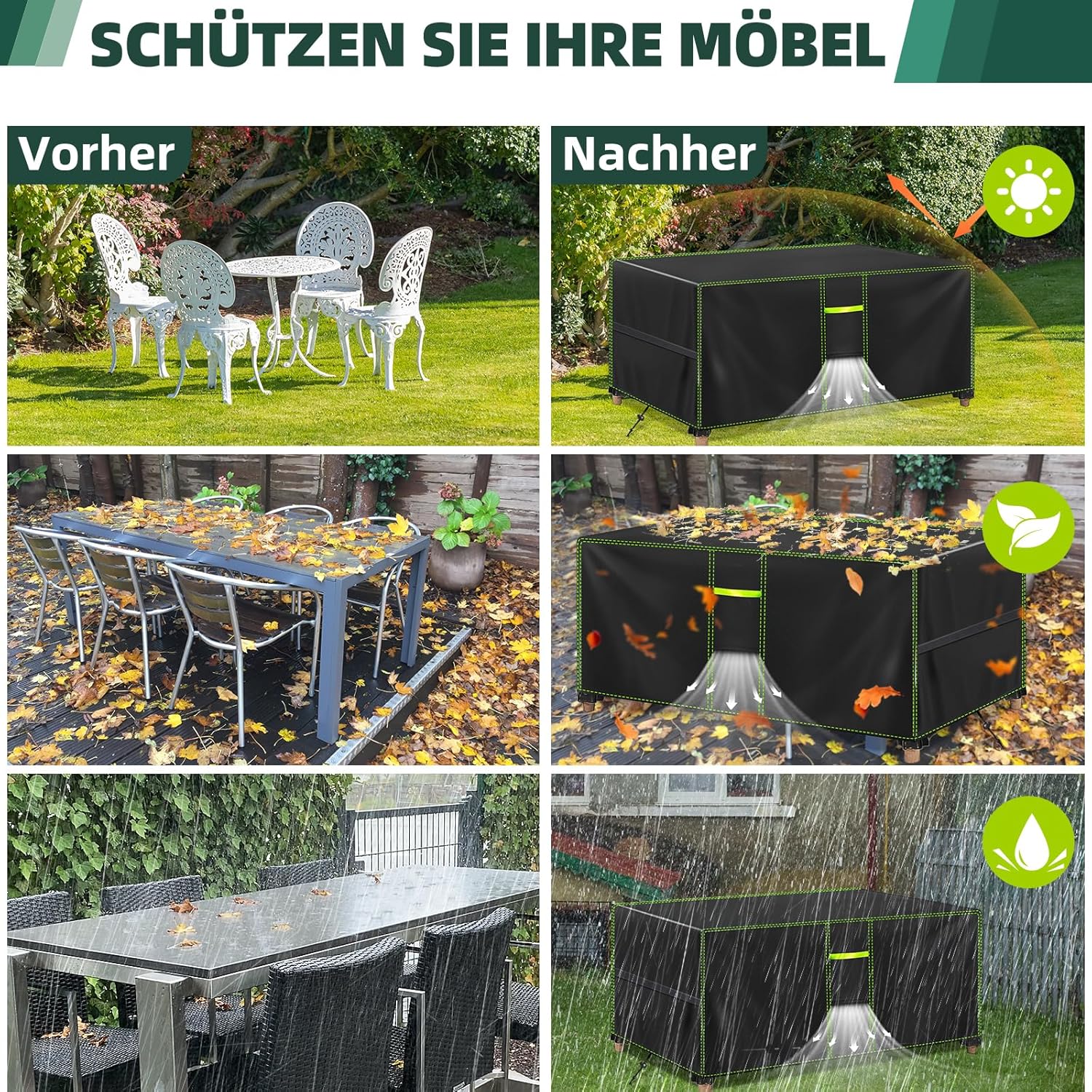 Thumbnail 6 de FORTRY Abdeckung Gartenmöbel Winterfest 180x120x74 cm – wasserdicht, atmungsaktiv und winddicht