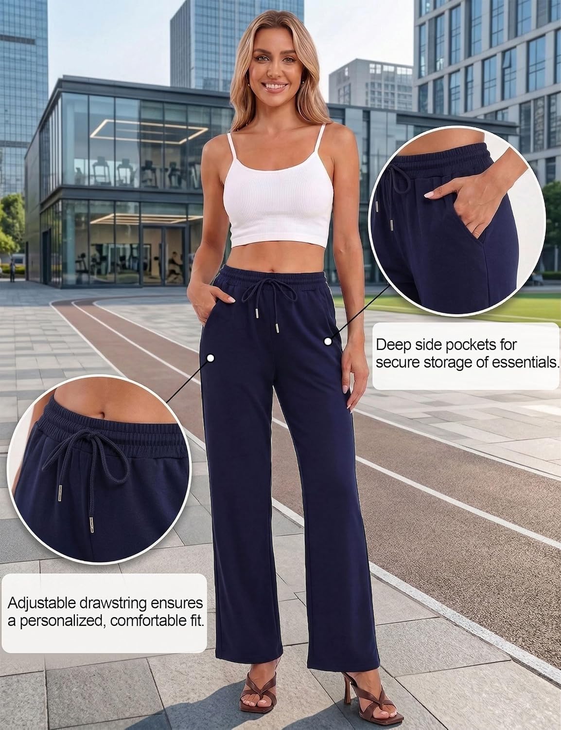 Thumbnail 3 de Pantalon de jogging femme Litherday en coton (coupe large) à taille élastique