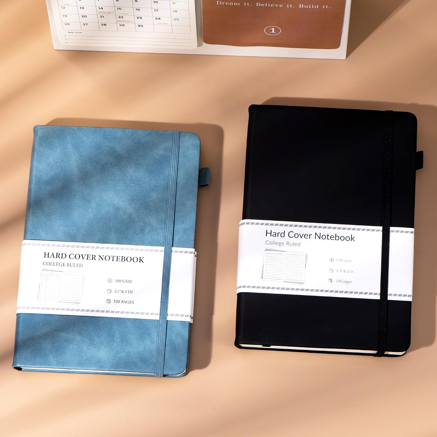 Thumbnail 5 de CAGIE A5 Lined Hardcover Journals, 2-Pack, Black and Blue, 100 GSM Paper