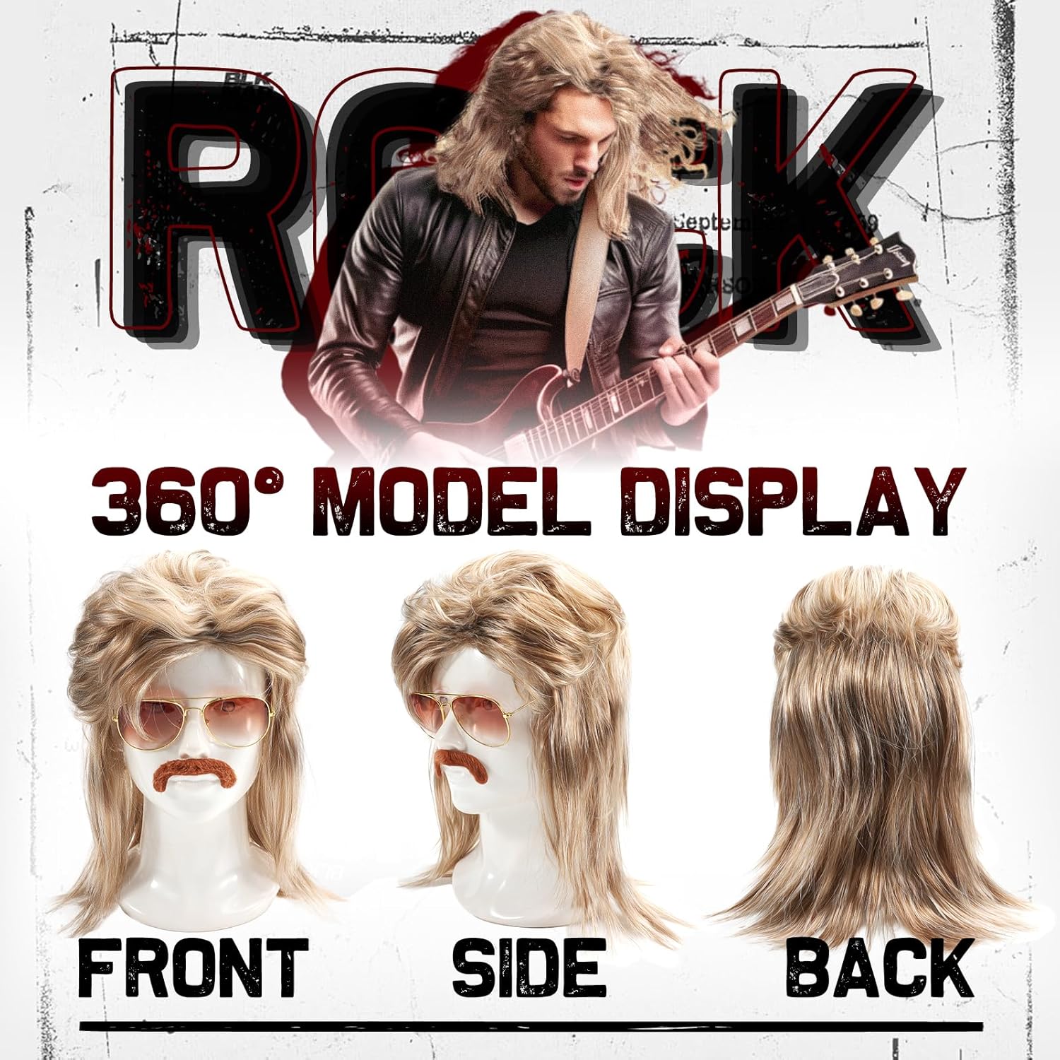 Thumbnail 5 de WEARXI Vokuhila-Perücke für Herren – Blondes 80er/90er Outfit für Karneval & Party