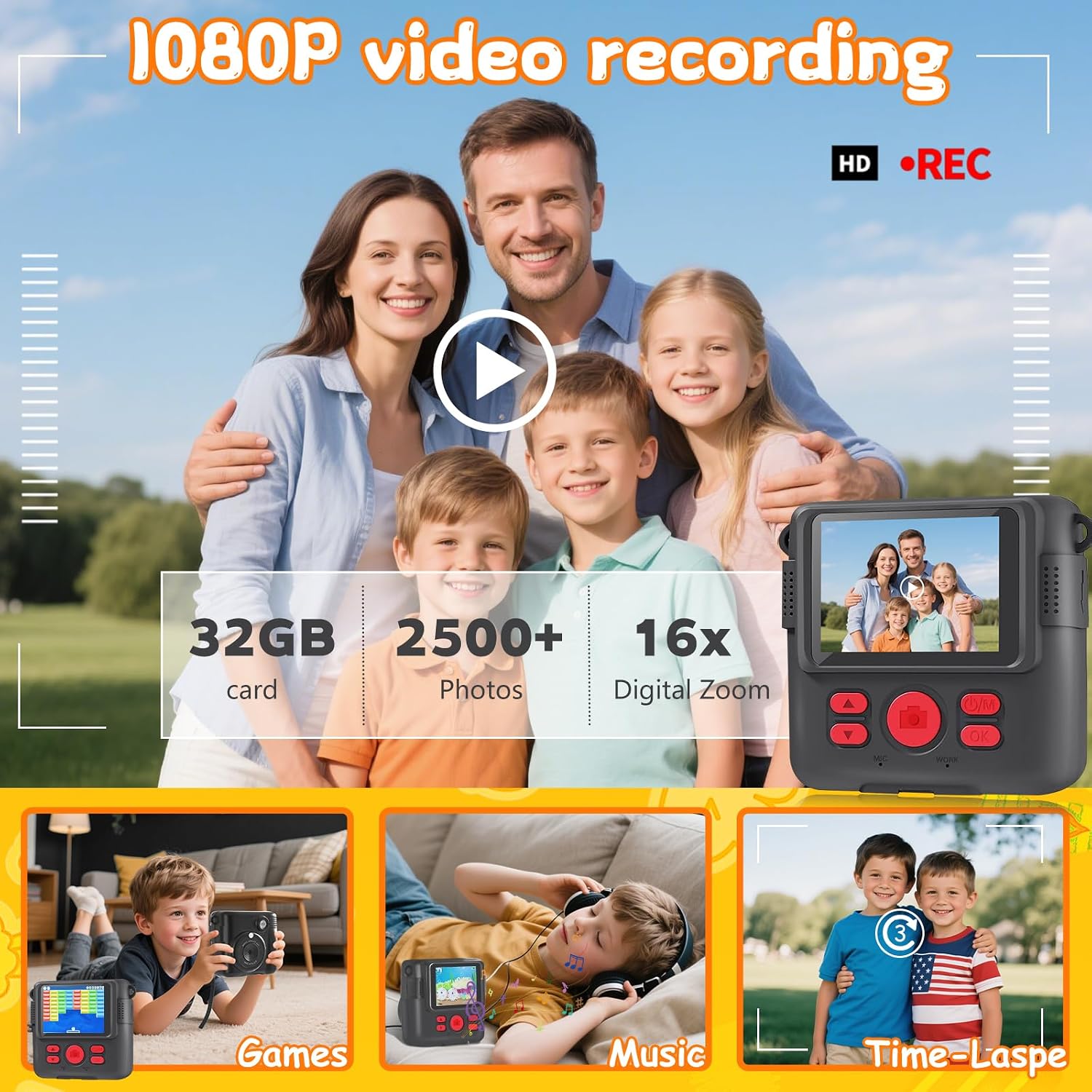 Thumbnail 4 de Kids Camera Instant Print 1080P for Kids