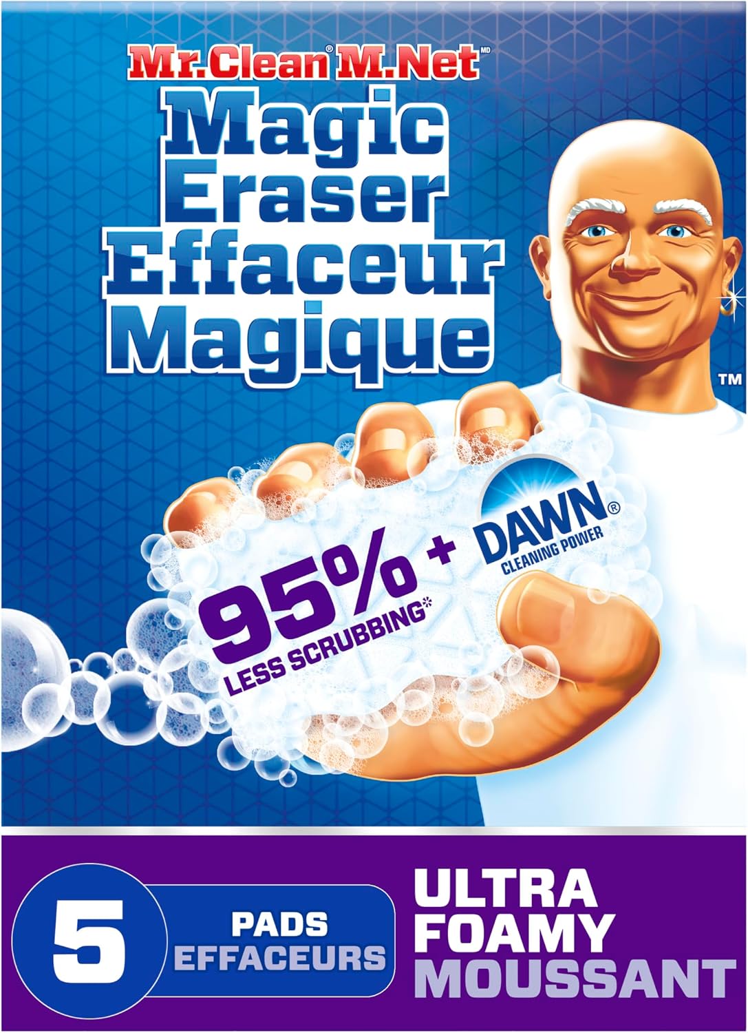Detalle de Mr. Clean Magic Eraser Foaming Sponge, Kitchen Grease Cleaner with Dawn, 5 Count