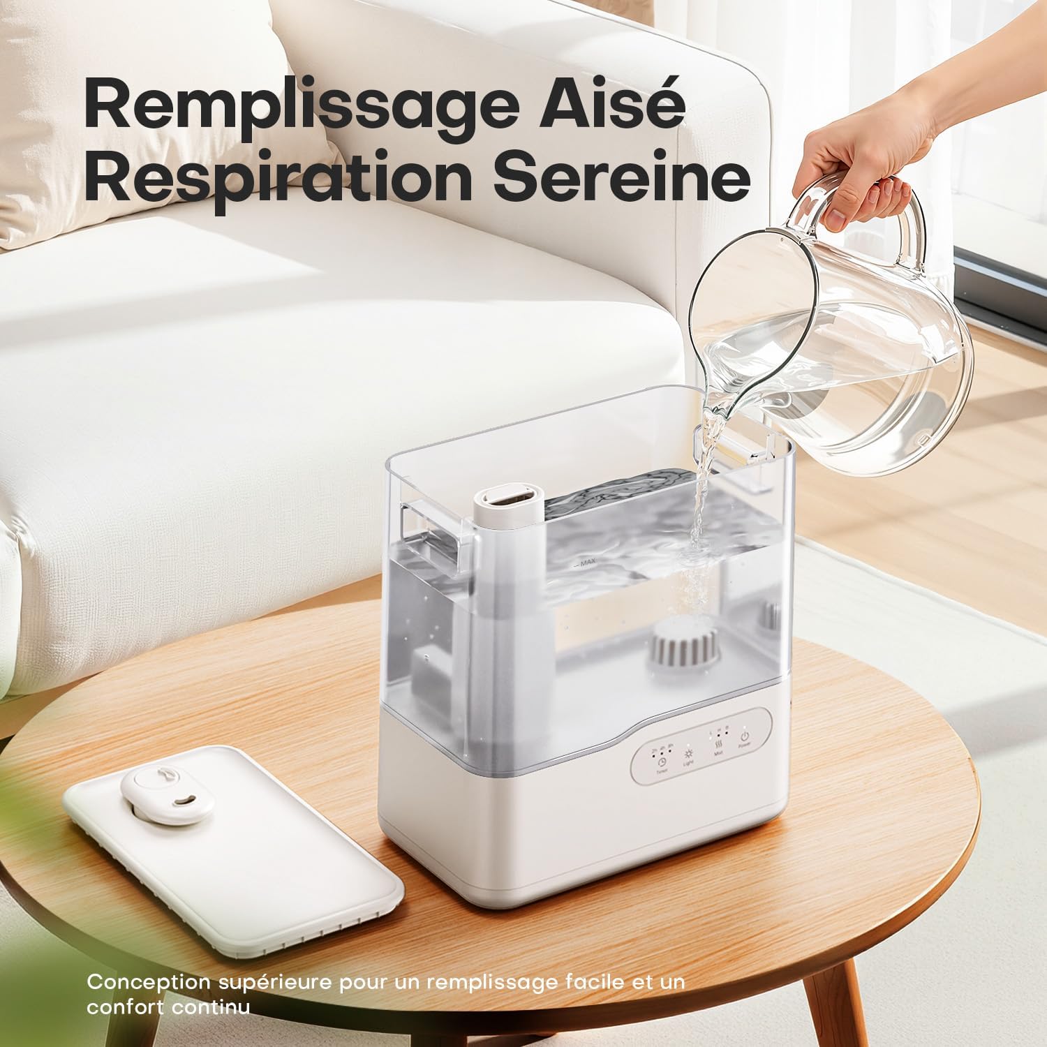 Thumbnail 6 de Humidificateur AROEVE 5L ultrasonique à remplissage par le dessus, brume froide + diffuseur d’huiles essentielles