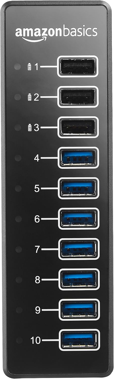 Detalle 2 de Amazon Basics koncentrator USB-A 3.1, 10 portów, zasilacz 65 W