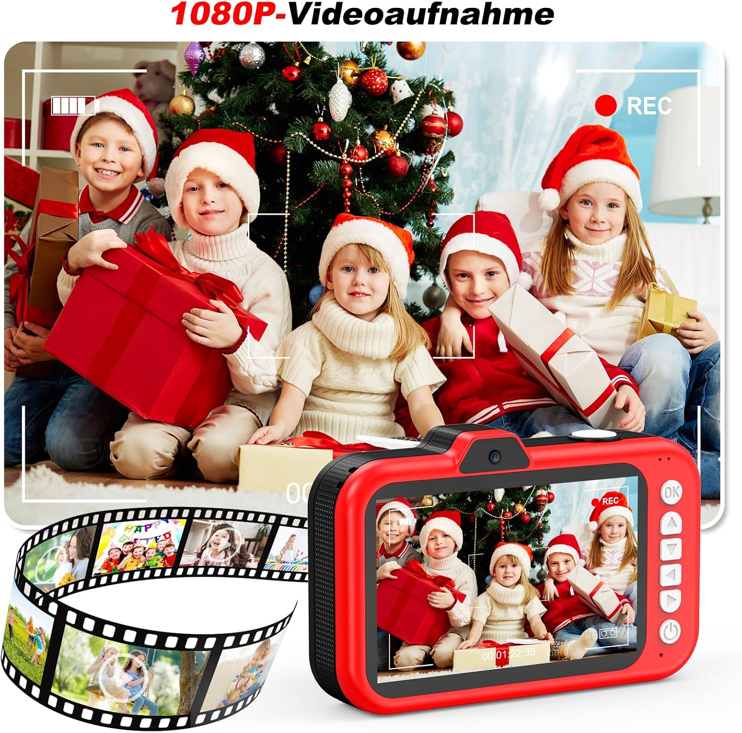 Thumbnail 6 de CHAKEYAKE Kinderkamera 3,5 Zoll Bildschirm