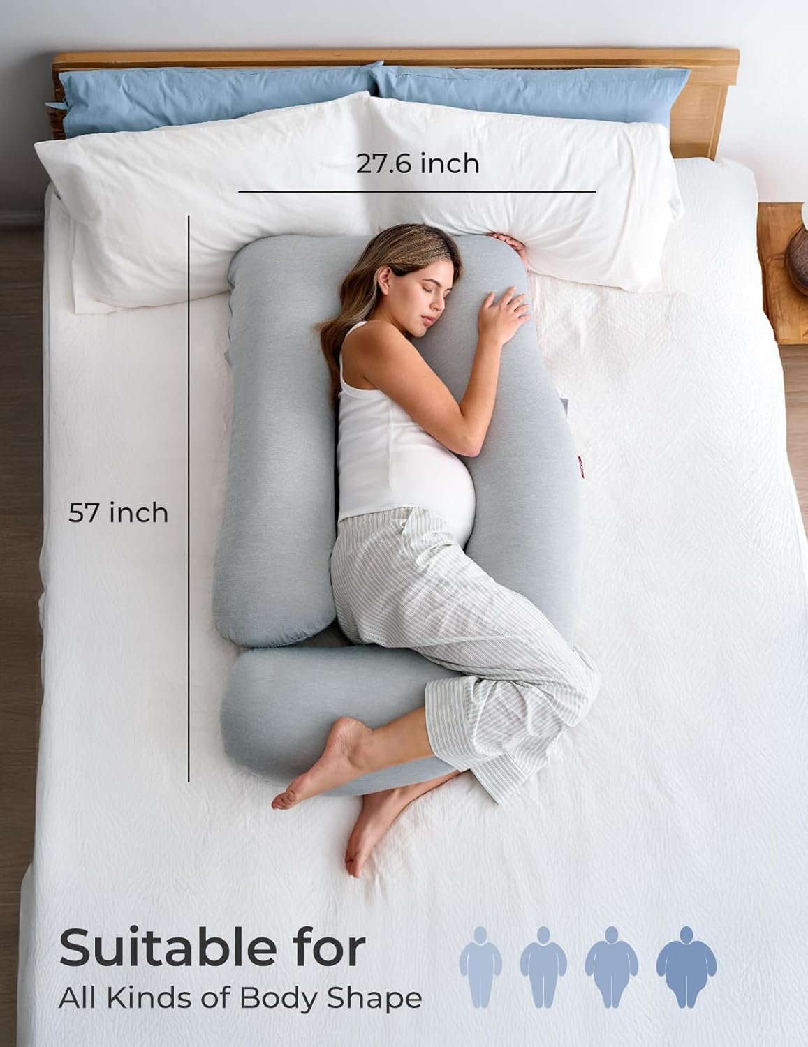 Thumbnail 6 de Momcozy 57-Inch U-Shaped Pregnancy Pillow with Cooling Cover