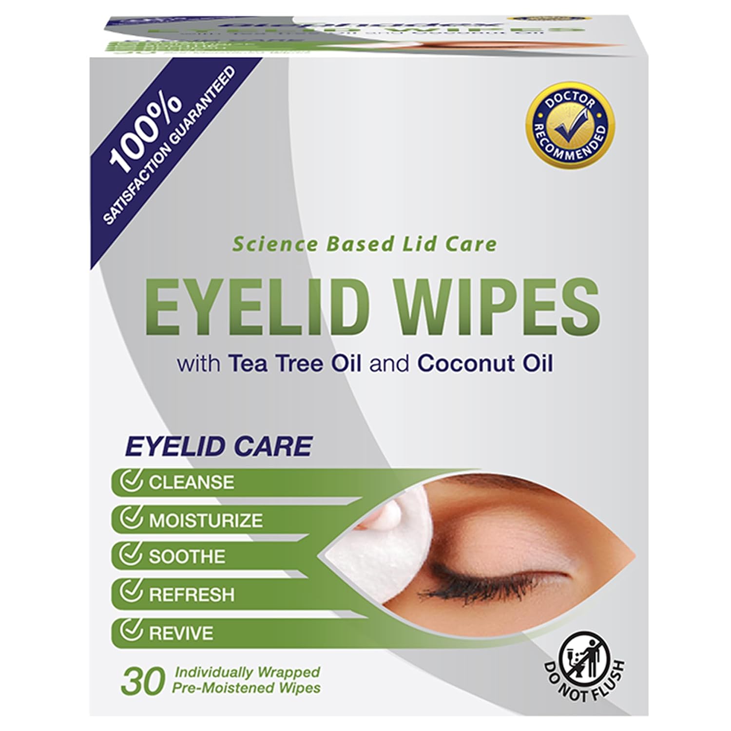Detalle 2 de Lunovus Premium Eyelid Wipes with Tea Tree and Coconut Oil – 30 Count