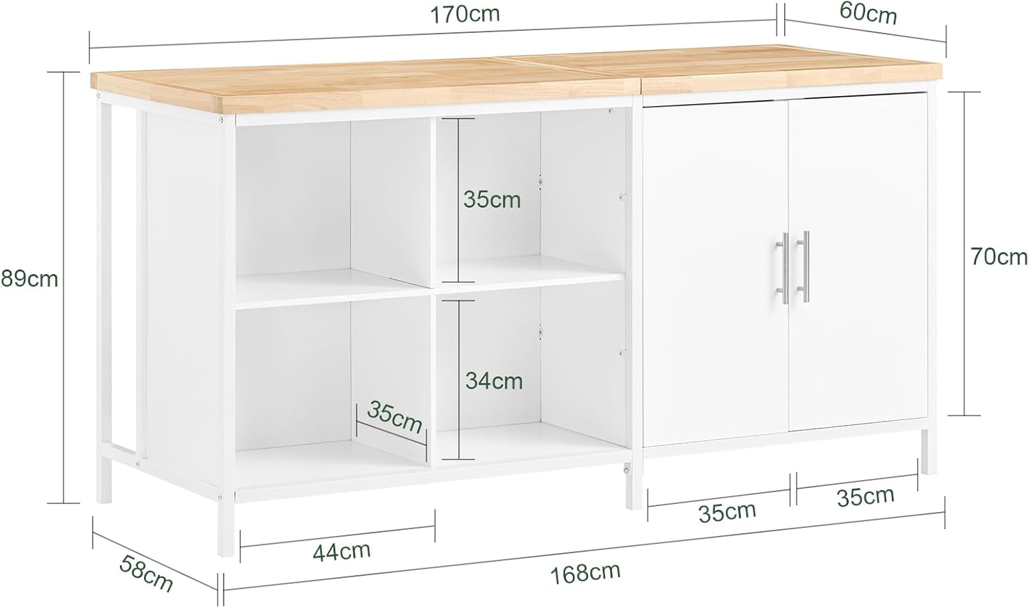 Thumbnail 2 de SoBuy Meuble Îlot 3-en-1 170 cm