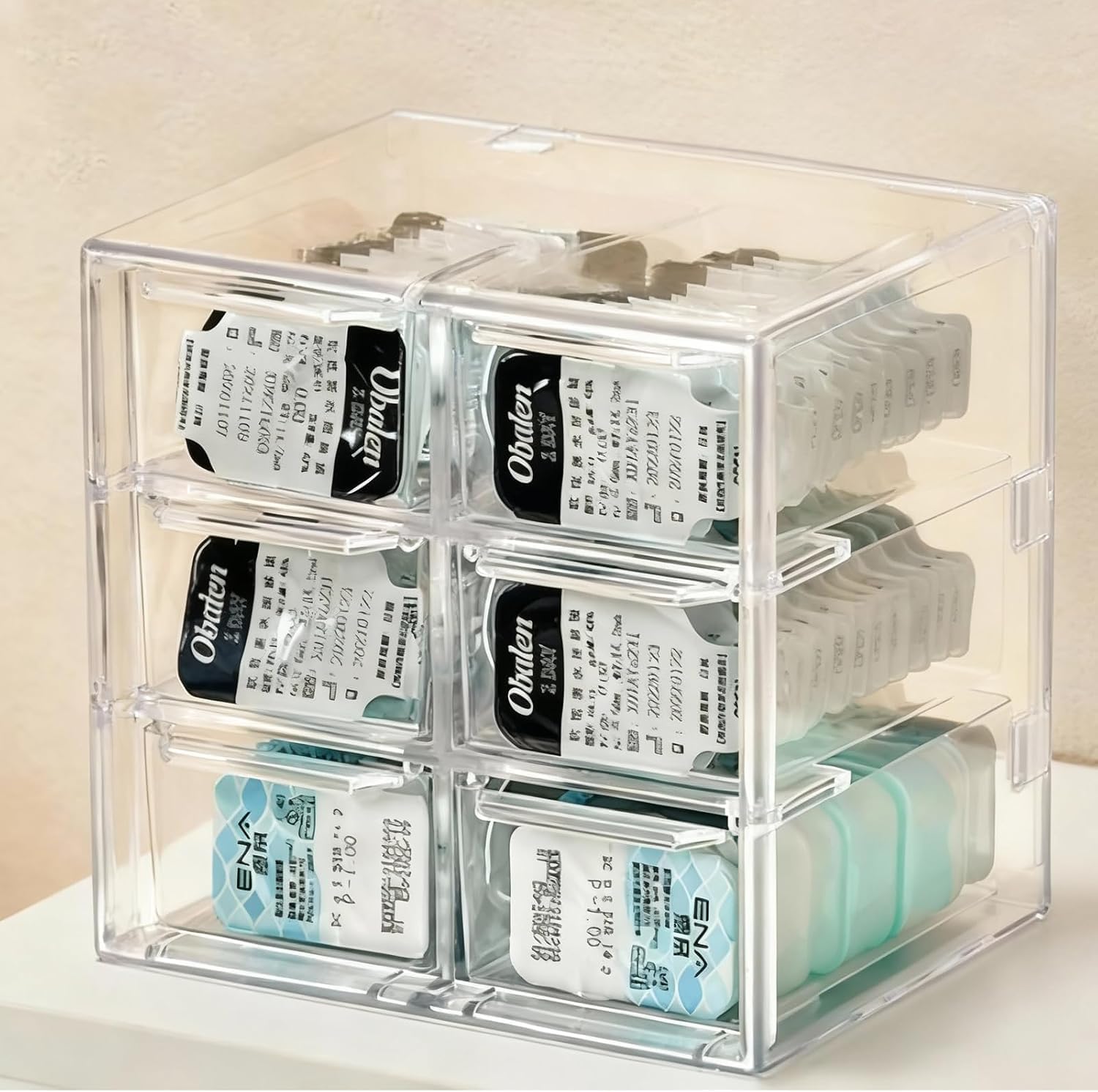 Detalle de LINLINOI 6CT bureau-organizer met 6 lades, transparante lades en stapelbaar