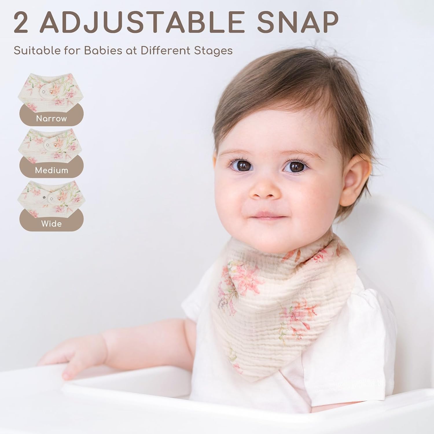 Thumbnail 2 de Yukkidds 100% Muslin Cotton Dribble Bibs – 6 Pack, Pink Floral (0–36 Months)