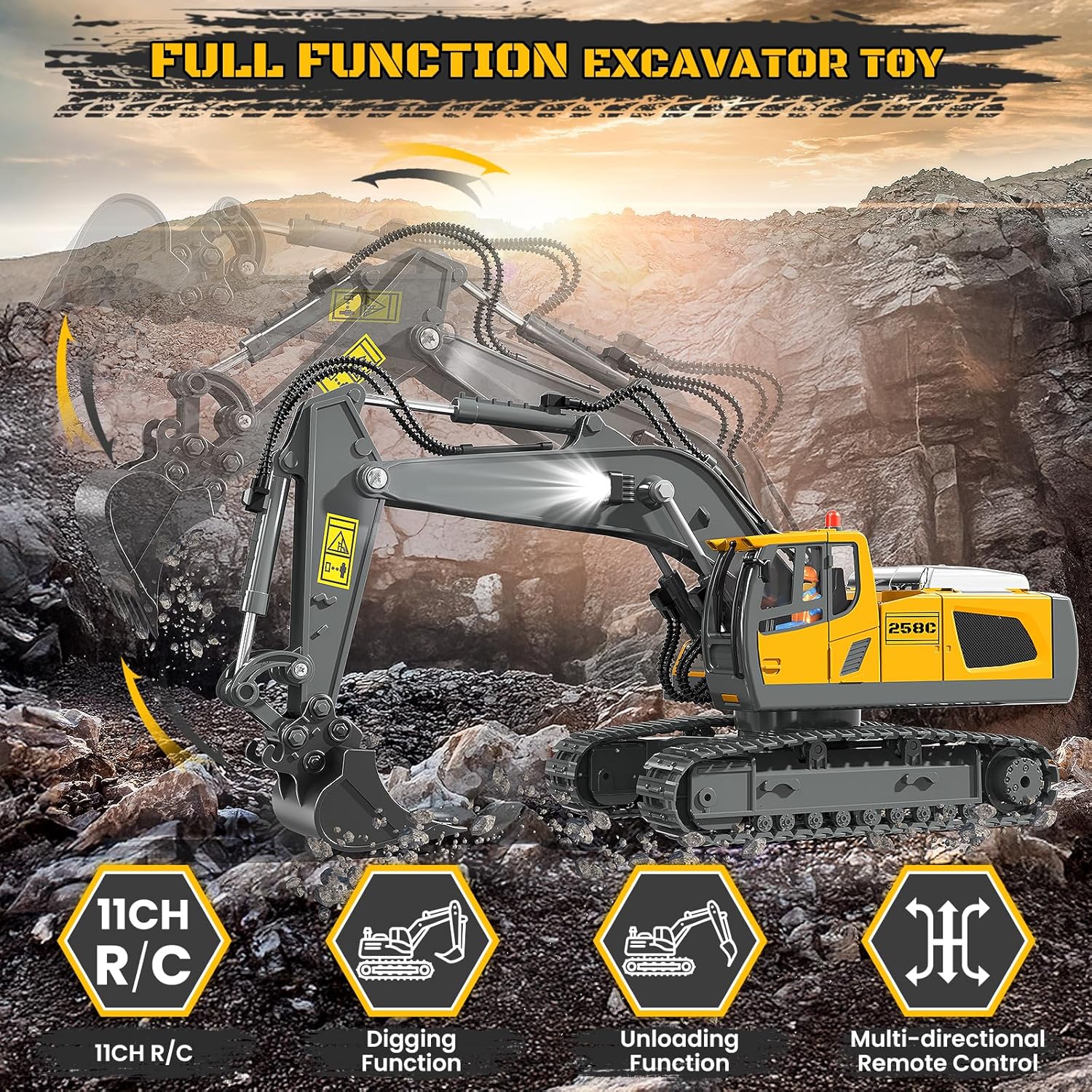 Detalle 2 de Remote Control Excavator 11CH 🚜