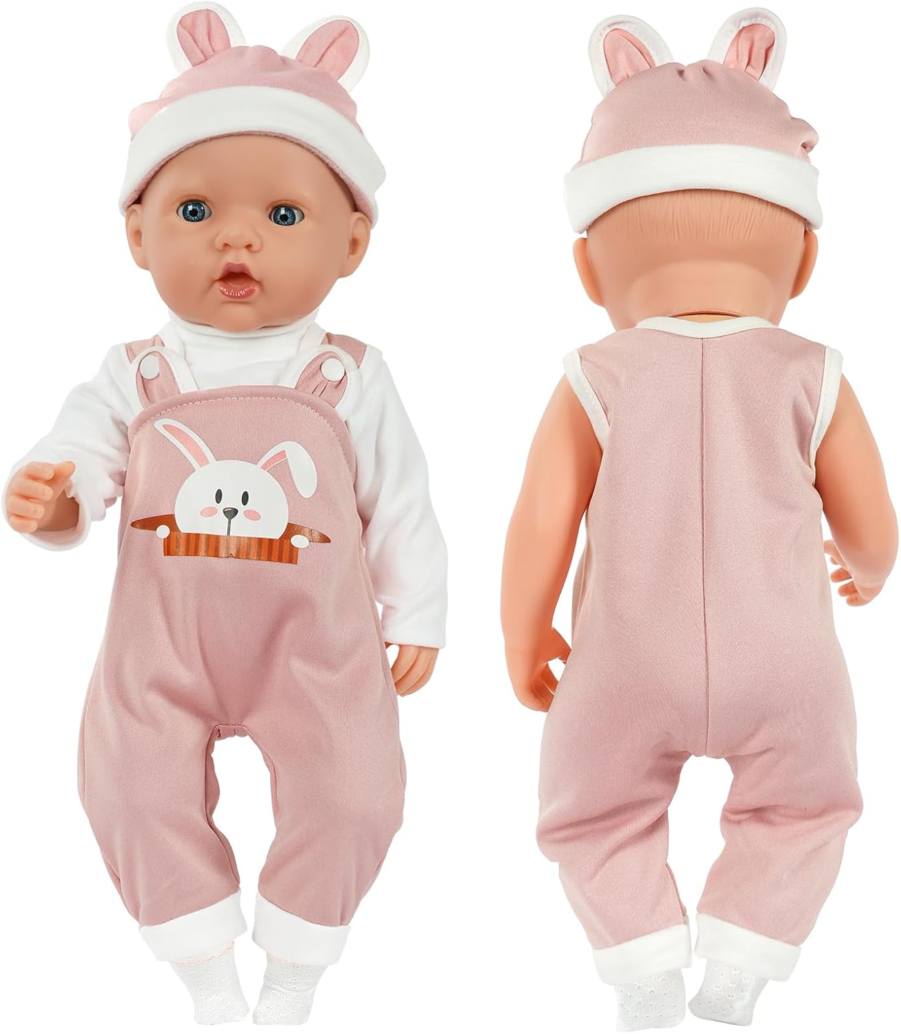 Thumbnail 1 de Aolso set vestiti per bambole New Born 35-45 cm con cappello e calzini (coniglietto rosa) — bambola non inclusa
