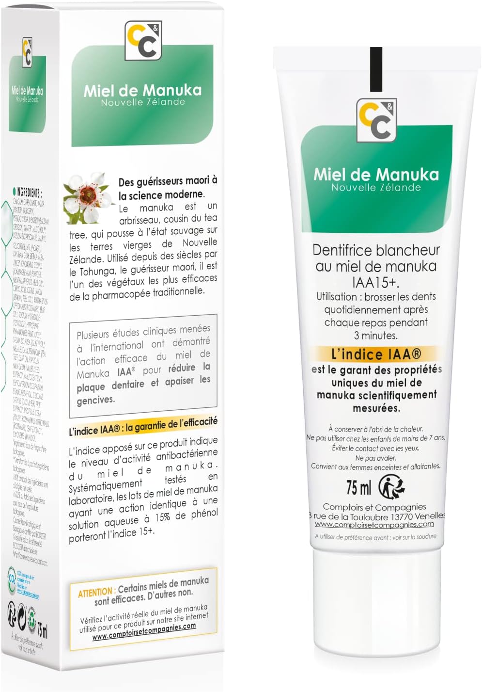 Detalle 2 de COMPTOIRS ET COMPAGNIES Miel de Manuka Blanqueante 75ml 🦷