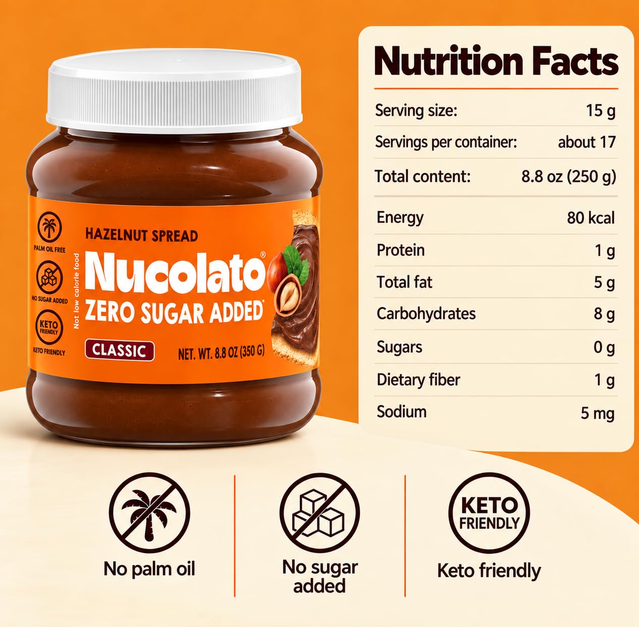 Thumbnail 1 de Nucolato J2-AKT2-H2I0 Hazelnut Spread, Classic, 12.3 oz