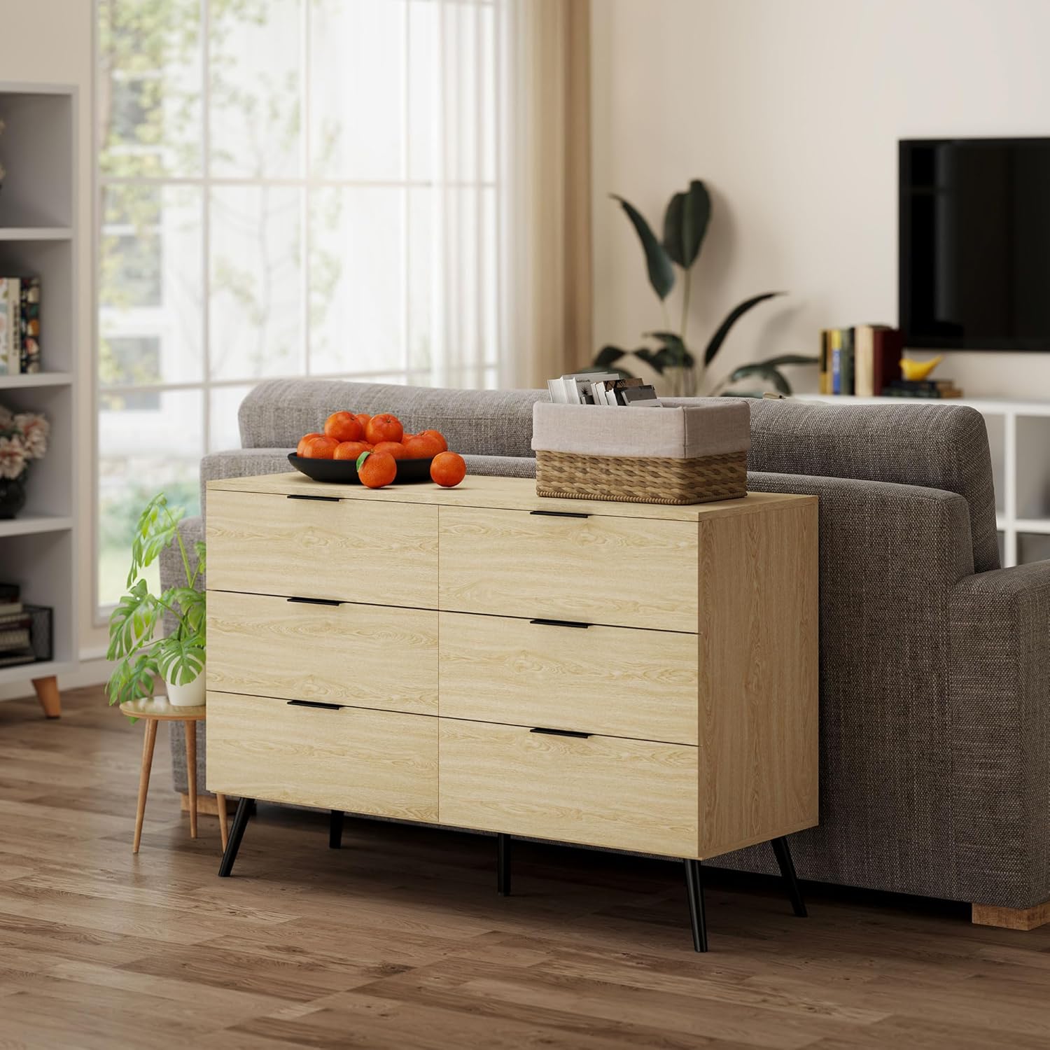 Thumbnail 6 de HOMCOM Commode à 6 tiroirs – Design moderne, stabilité anti-basculement, 110 x 40 x 75 cm