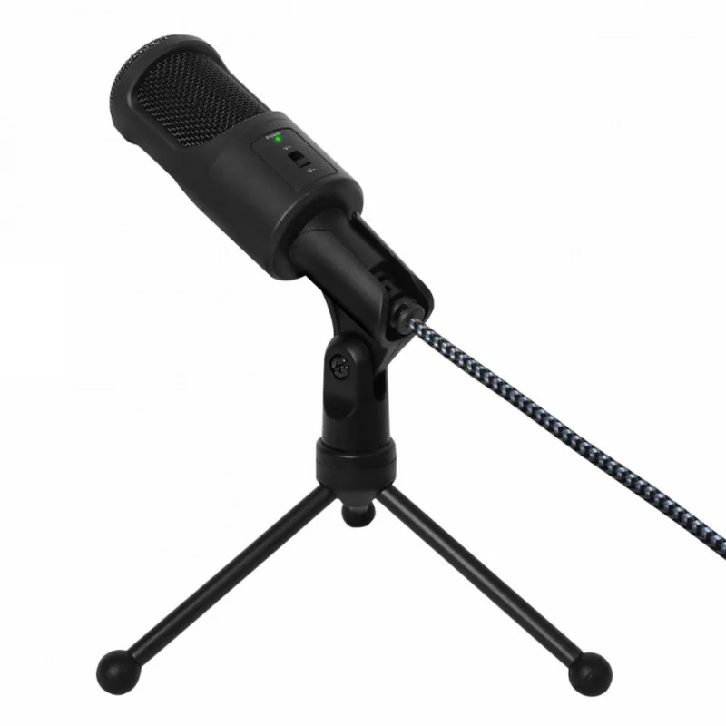 Detalle de Woxter Mic Studio 50, micrófono de condensador con trípode y control de volumen