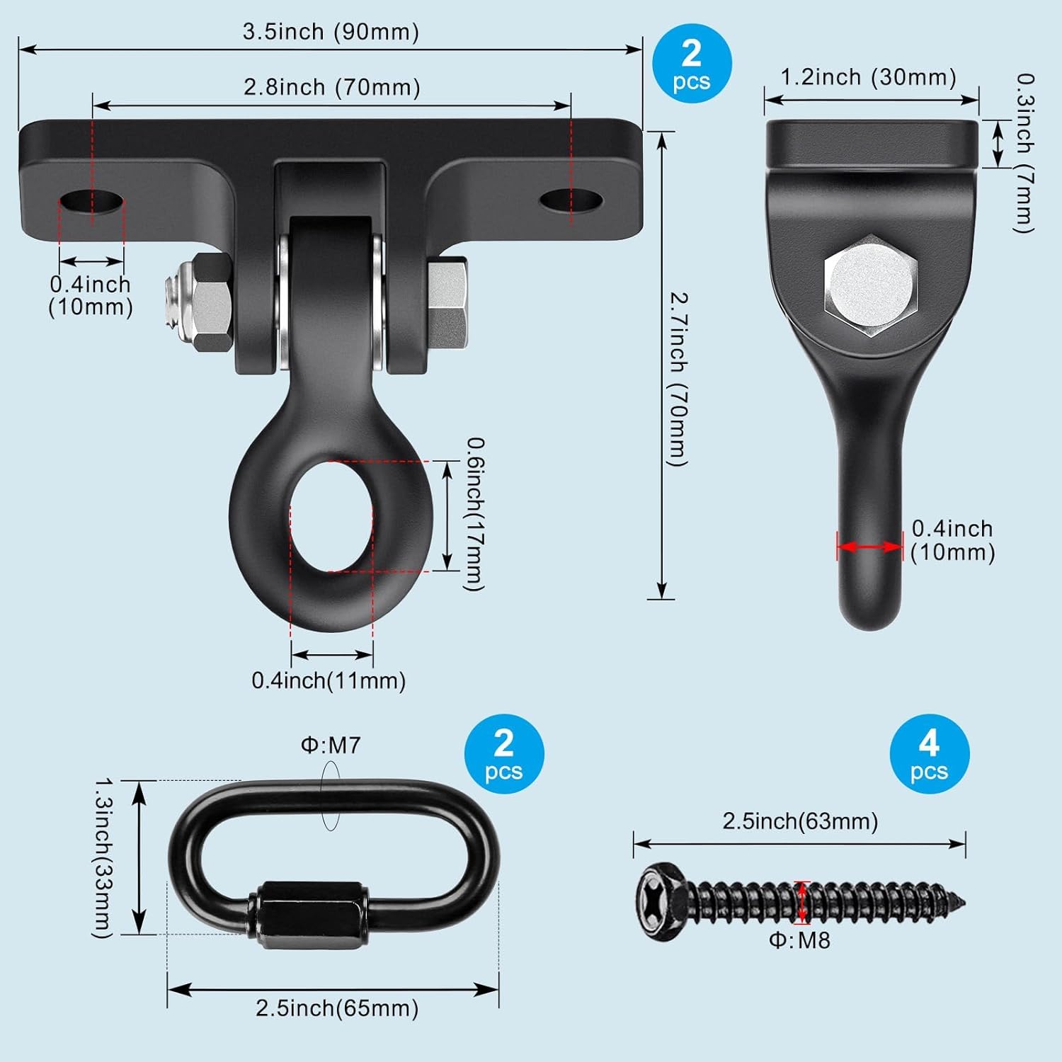 Thumbnail 1 de Dolibest 2pcs Swing Hanger: Heavy-Duty Ceiling Brackets for Beams with 180° Swivel Carabiners