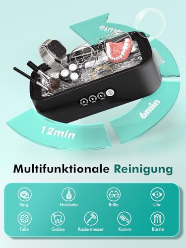 Detalle de Singphere Ultraschallreiniger 48 kHz – 650 ml Fassungsvermögen, 360° Tiefenreinigung