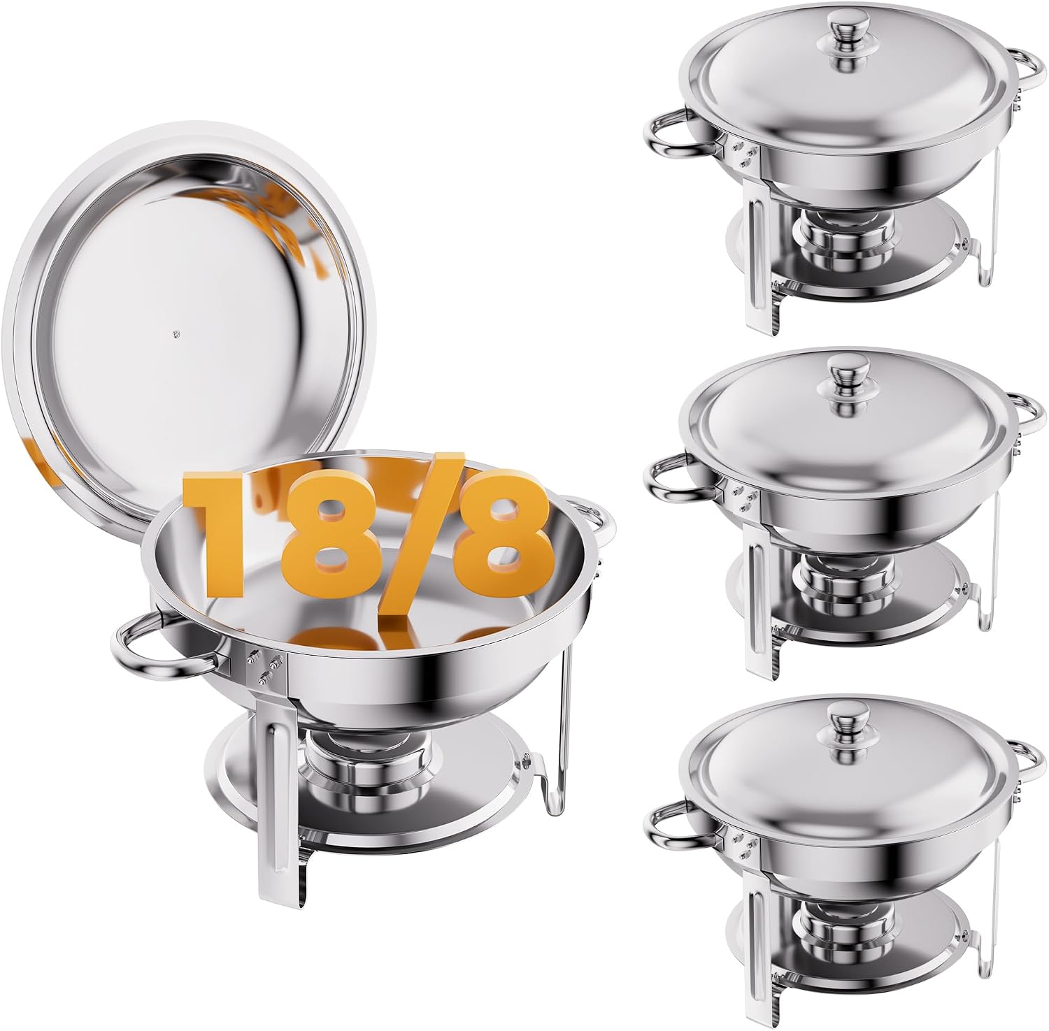 Detalle de CAMMOO Silver 4 Pack Chafing Dishes for Buffet 6QT Buffet Set 🍽