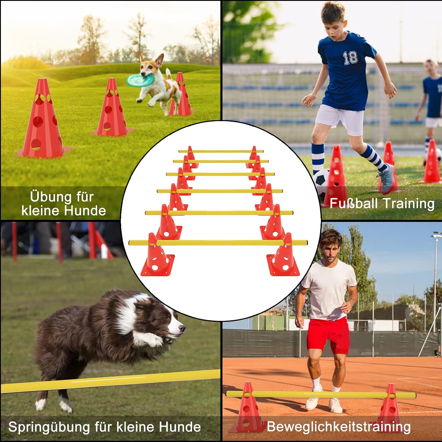 Thumbnail 3 de ACXIN 6er Sports Steckhürdenset: 12 Kegel + 6 Stangen für Koordinationstraining – flexibel, wetterfest und vielseitig