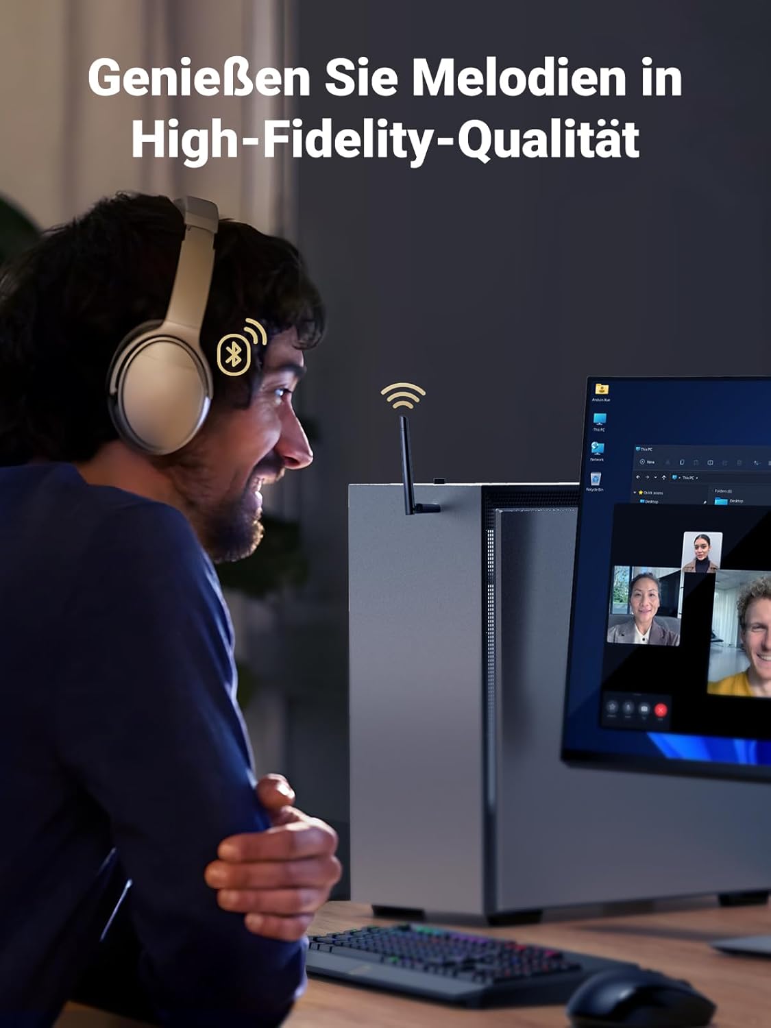 Thumbnail 6 de UGREEN USB-Bluetooth-Adapter für PC mit großer Reichweite und Bluetooth 5.3 (Windows 11/10/8.1)