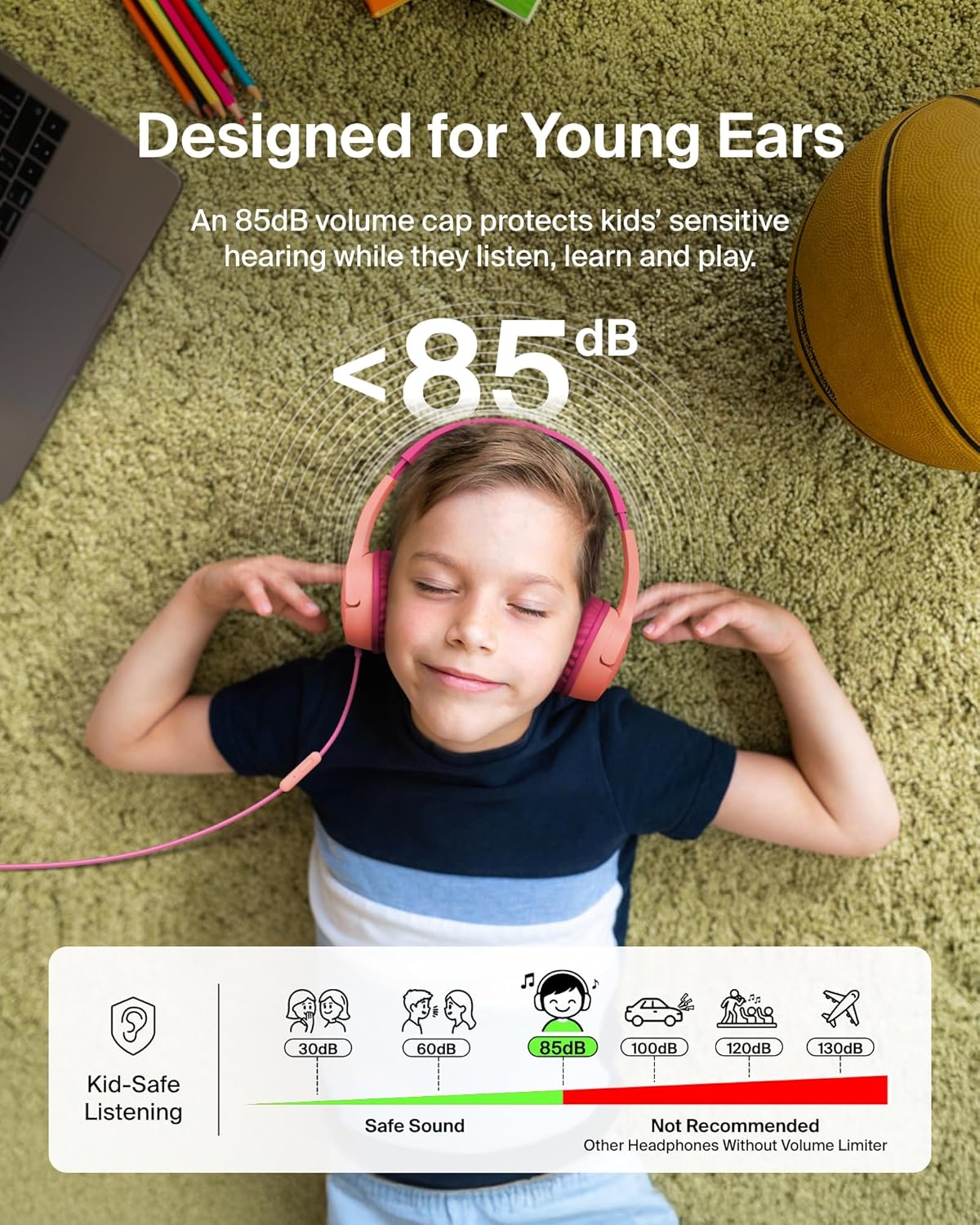 Thumbnail 1 de Belkin SoundForm Mini Kids 85dB headphones