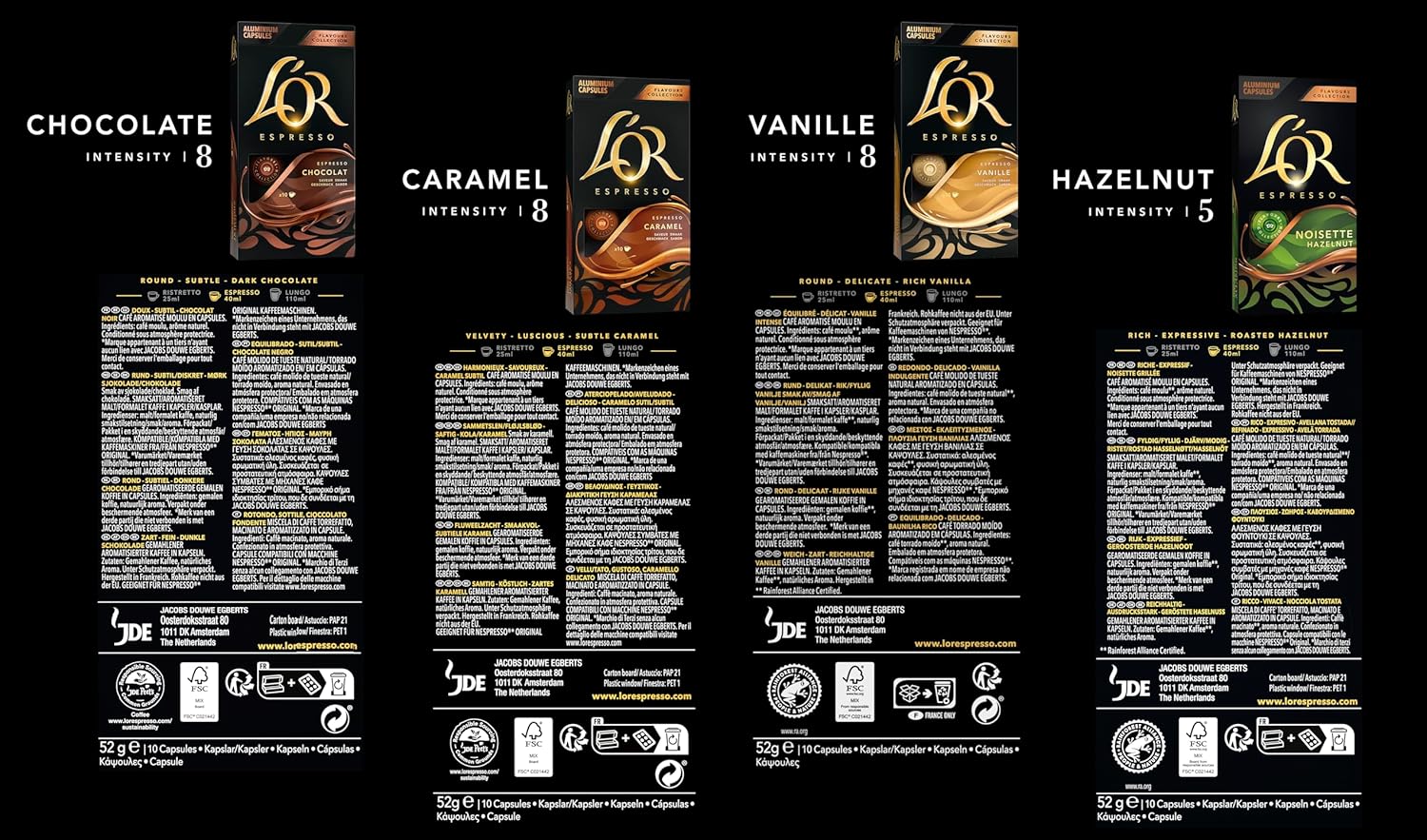 Detalle de L'OR Flavours Cápsulas 80 cápsulas compatible Nespresso