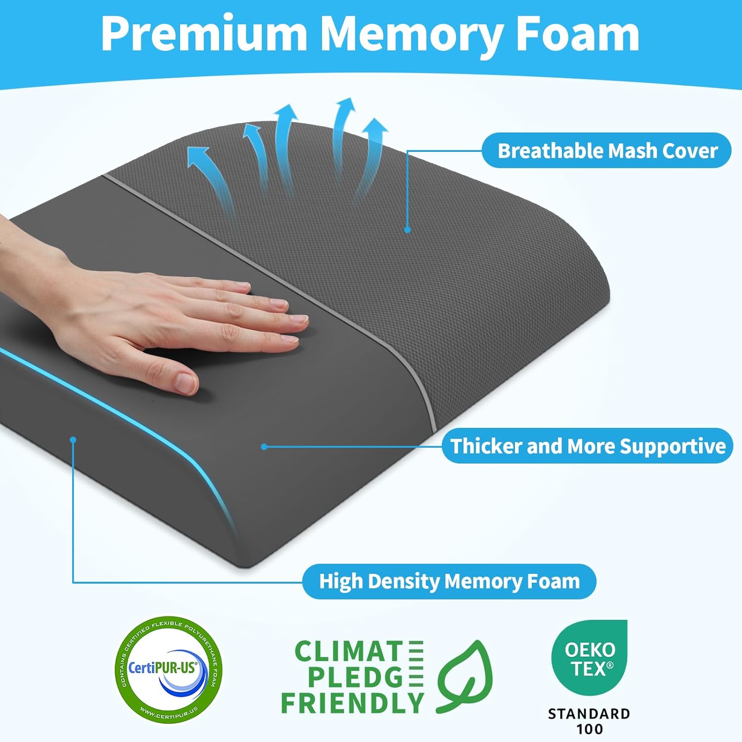 Thumbnail 1 de TranquilRelax MPN-TR0001-L-GE XL Memory Foam Seat Cushion, 3.35-Inch