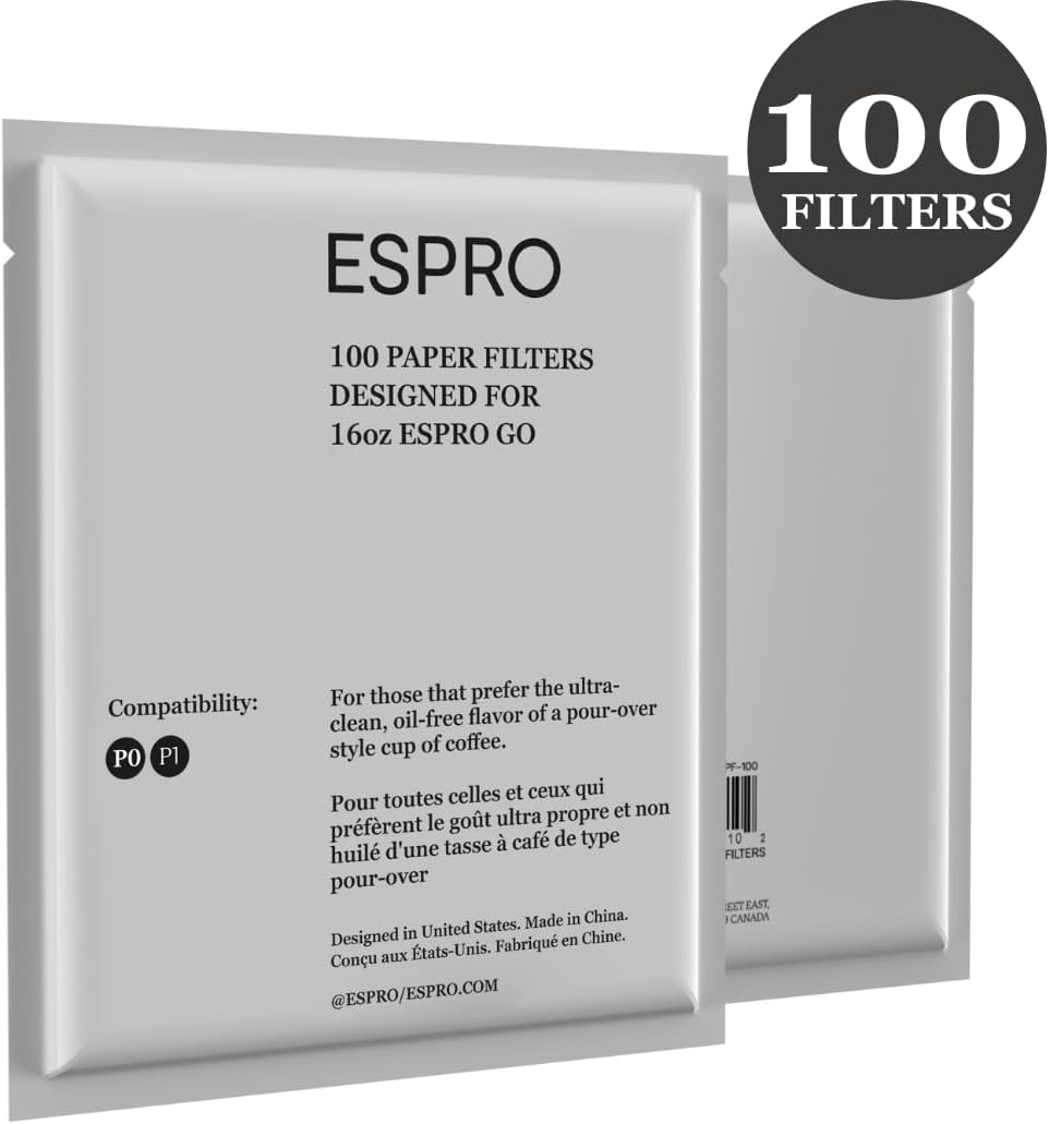 Detalle de ESPRO 1008PF-100 pappersfilter för pressbryggare P0/P1, 100-pack