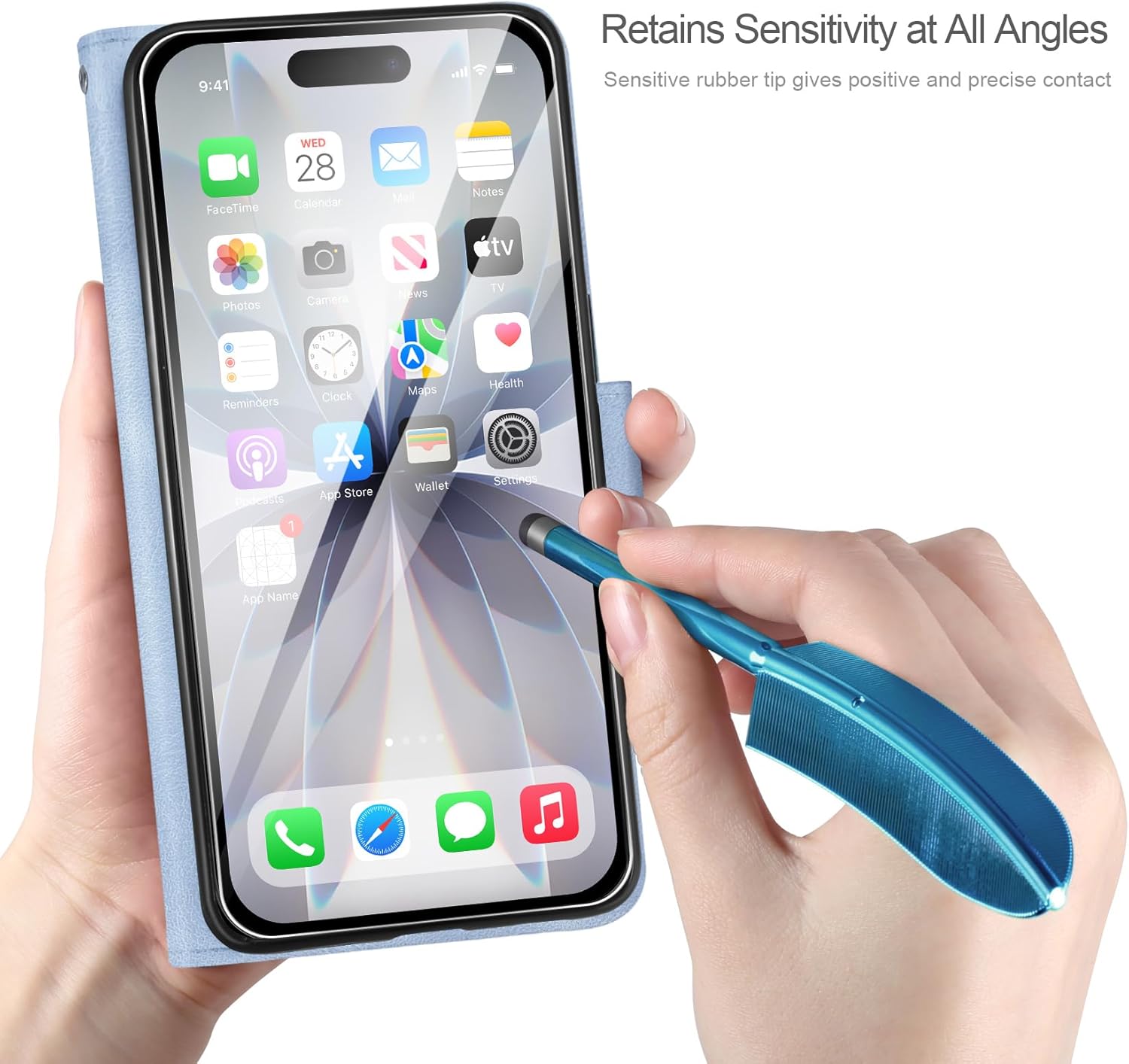 Thumbnail 4 de AROYI Case for iPhone 17 with Tempered Glass Screen Protector & Wallet Fold - Mist Blue
