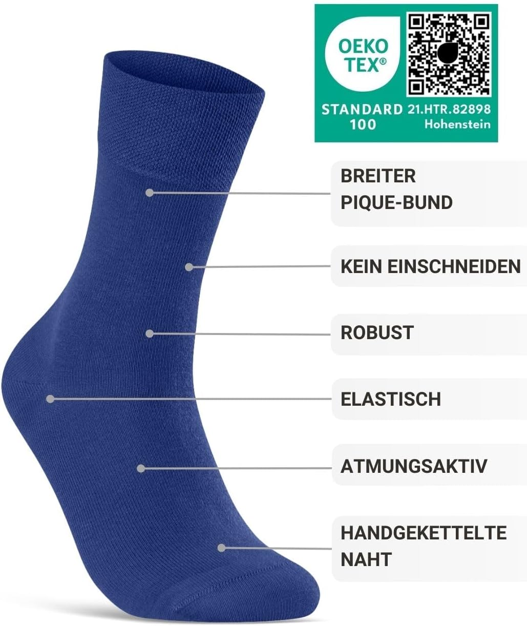 Thumbnail 2 de sockenkauf24 Diabetikersocken 10 Paar ohne Gummibund und ohne Naht (Baumwolle)