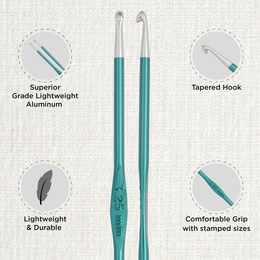 Detalle de KnitPro Zing – zestaw 9 aluminiowych szydełek 2,0–6,0 mm
