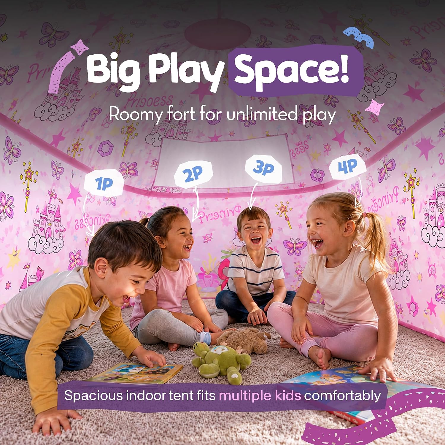 Thumbnail 4 de Skywin SW-236-ATPNF Princess Fort Indoor Play Tent, 77 x 50 in