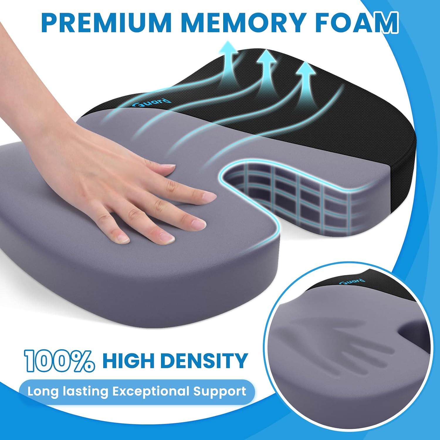 Thumbnail 2 de TushGuard MPN-TG0002-NYBL-new Memory Foam Seat Cushion, Large, Black