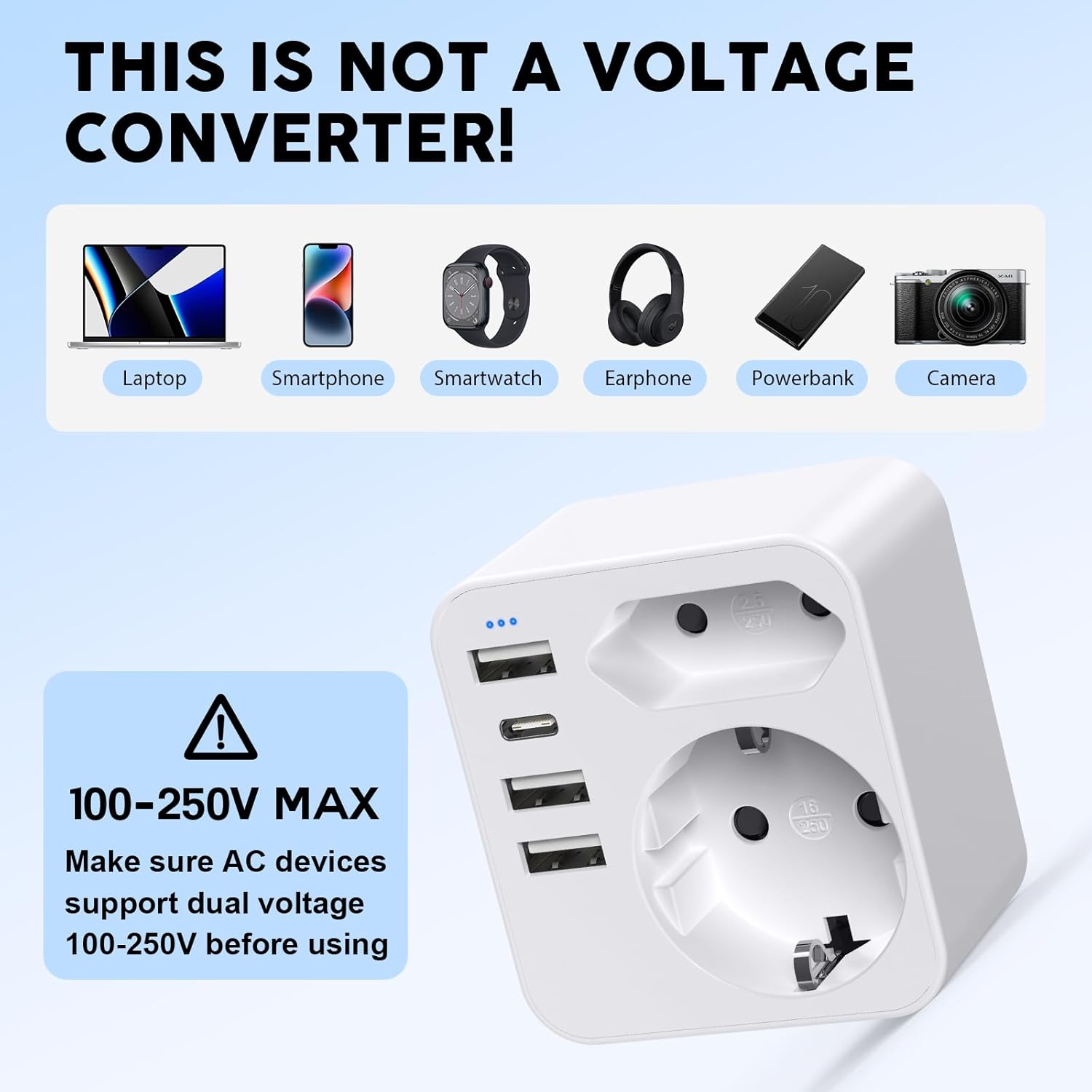 Thumbnail 6 de Reiseadapter Japan 6-in-1: 2 Schuko, Typ C und 3 USB – kompakt, sicher und vielseitig