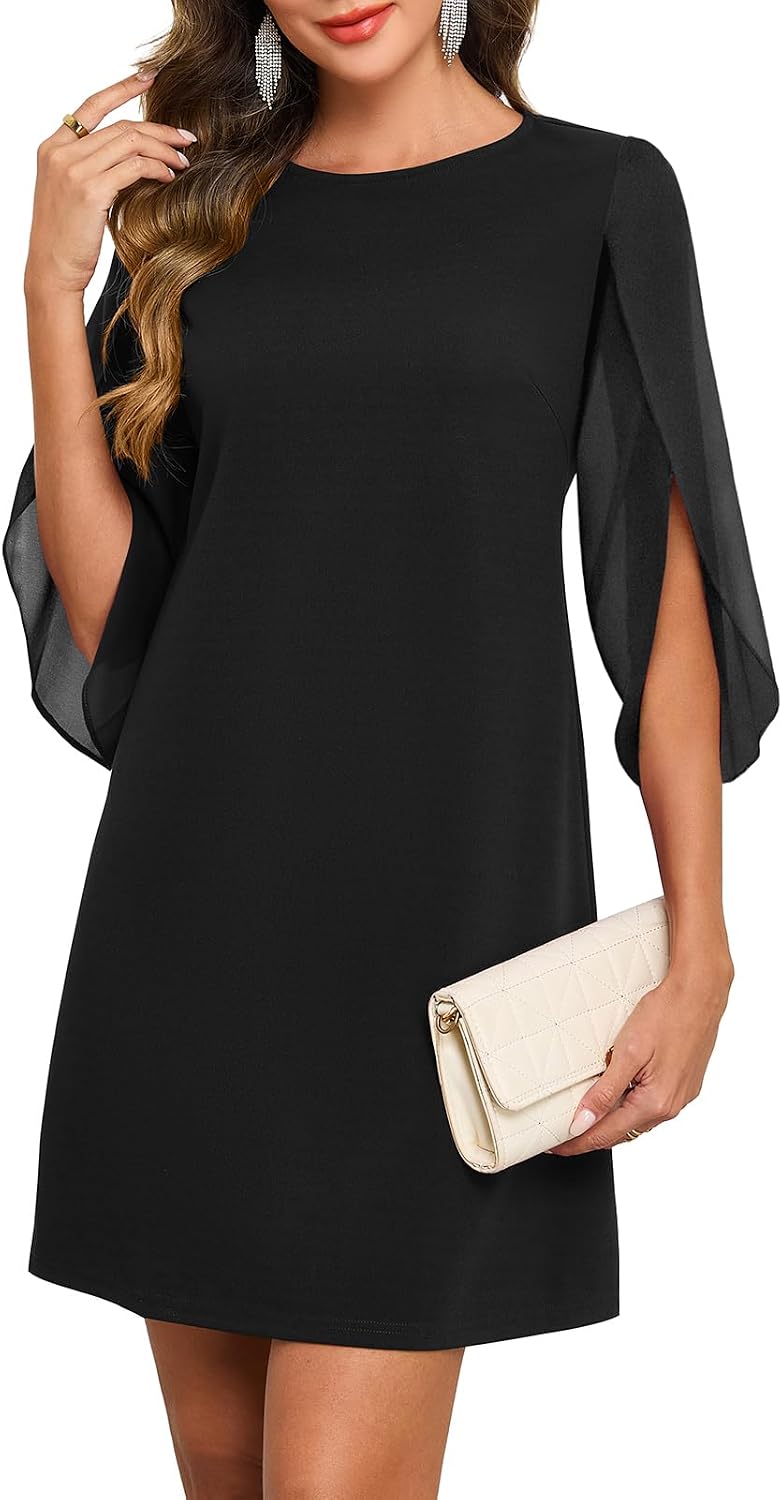 Detalle de oten Women's 2026 Flutter Sleeve Chiffon Cocktail Dress — Elegant A-line Crest for Weddings and Parties