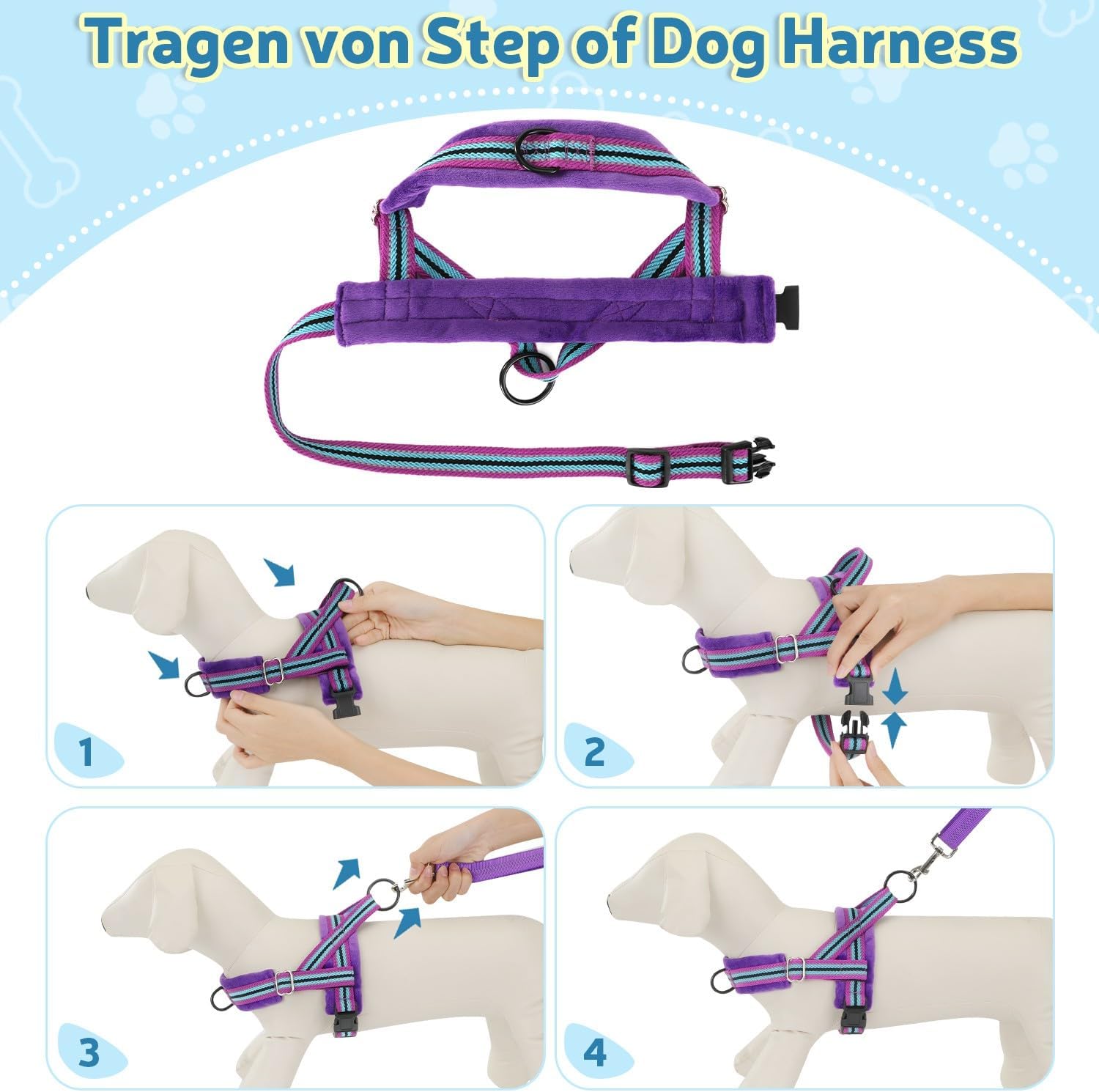 Detalle de SlowTon Hundegeschirr mit Leine – Anti-Zug Sicherheitsgeschirr mit reflektierenden Nähten