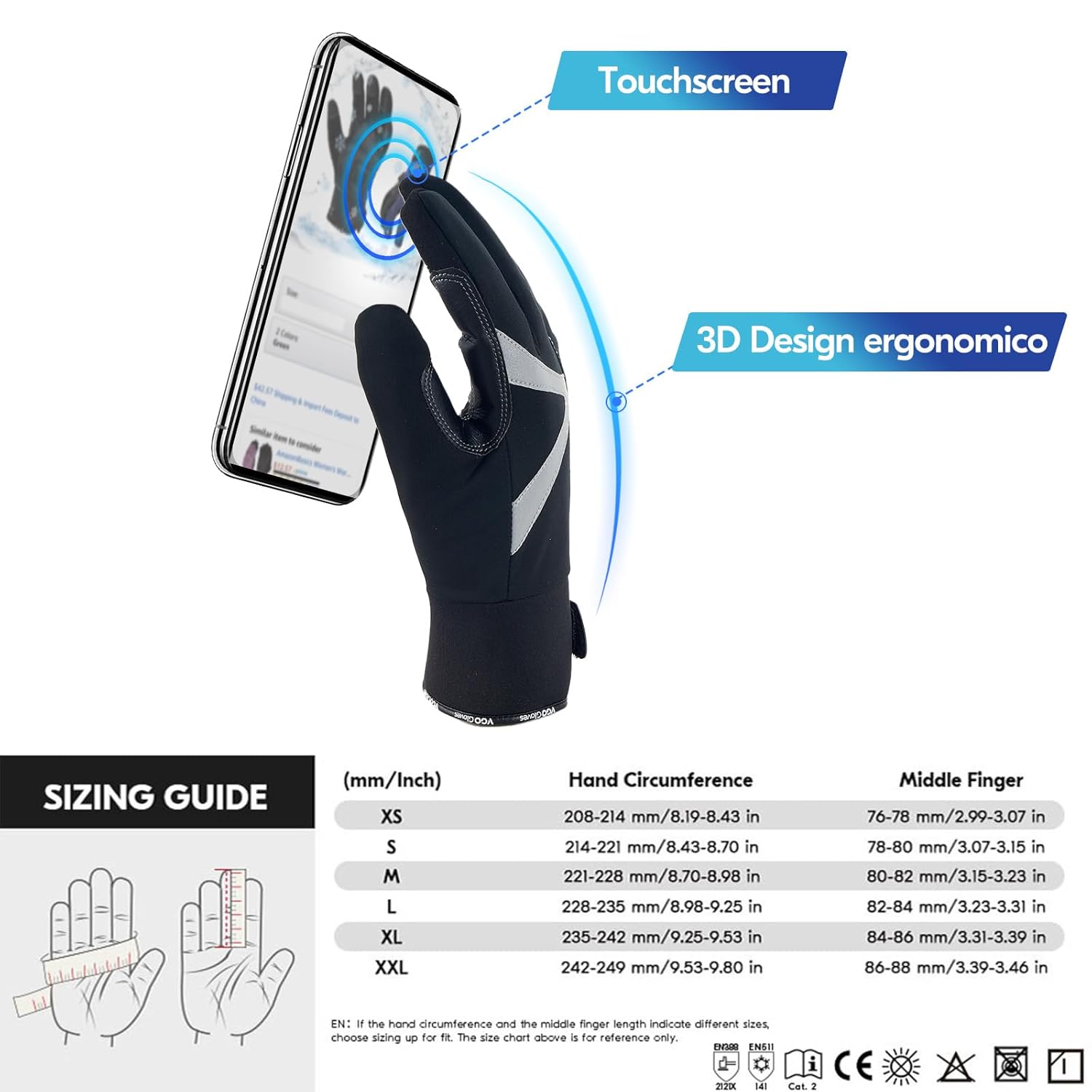 Thumbnail 5 de Vgo... Guanti da lavoro invernali impermeabili e termici fino a -20°C, guanti meccanico a 6 strati con touchscreen