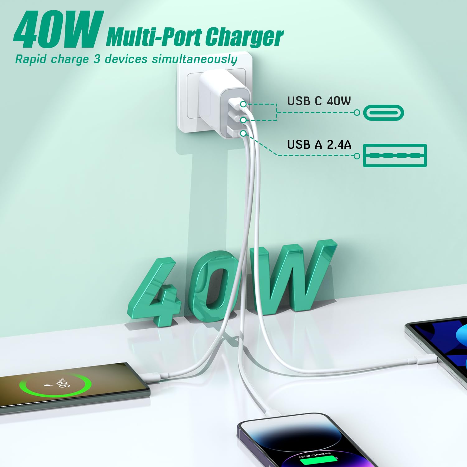 Detalle 2 de iPhone 17 Charger Block 3-Port 35W 2-Pack
