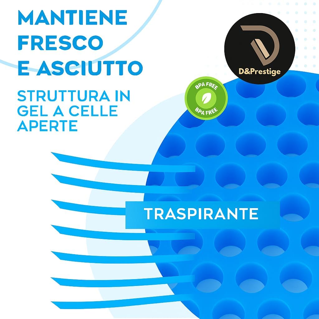 Detalle de Cuscino ergonomico in gel con rivestimento sfoderabile e lavabile per sedia (Comfort antidolorifico) – traspirante anti-calore