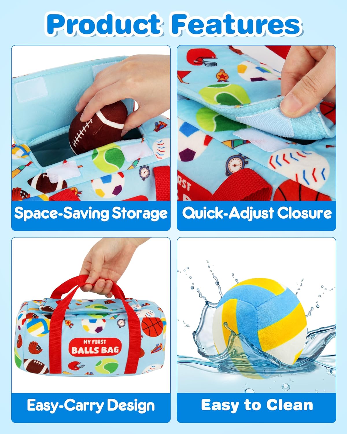 Thumbnail 1 de Vanmor Sensory Sports Balls for Toddlers – 6-Piece Plush Play Set with Travel Bag