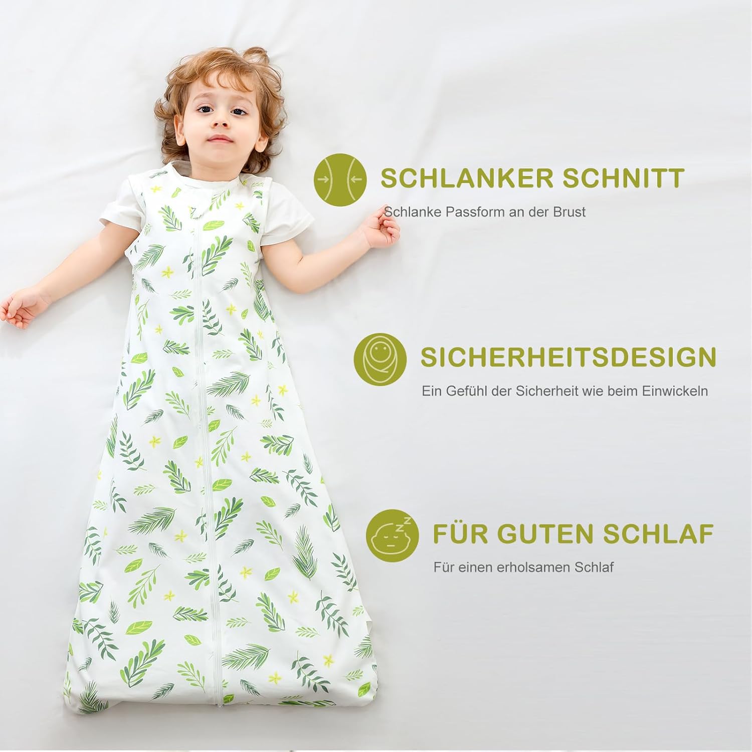 Thumbnail 1 de Nivolltha Super Weich 2er 0,5 TOG Baby-Schlafsack aus 100% Baumwolle – Sommer-Schlafsack für 6–18 Monate, Größe M